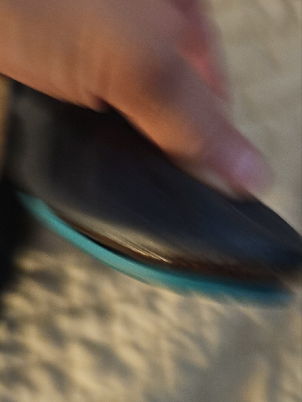 Tieks Navy Blue Leather Ballet Flats with Teal Heel Tab - Picture 3 of 5